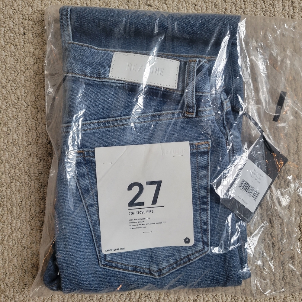 Re/Done 70’s Stove Pipe Straight Leg High Rise Jeans 27 NWT